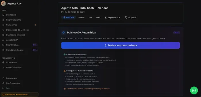 Publicación automática de borrador en Meta Ads